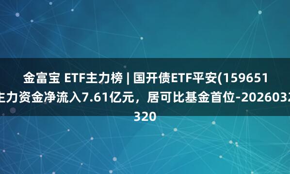 金富宝 ETF主力榜 | 国开债ETF平安(159651)主力资金净流入7.61亿元，居可比基金首位-20260320